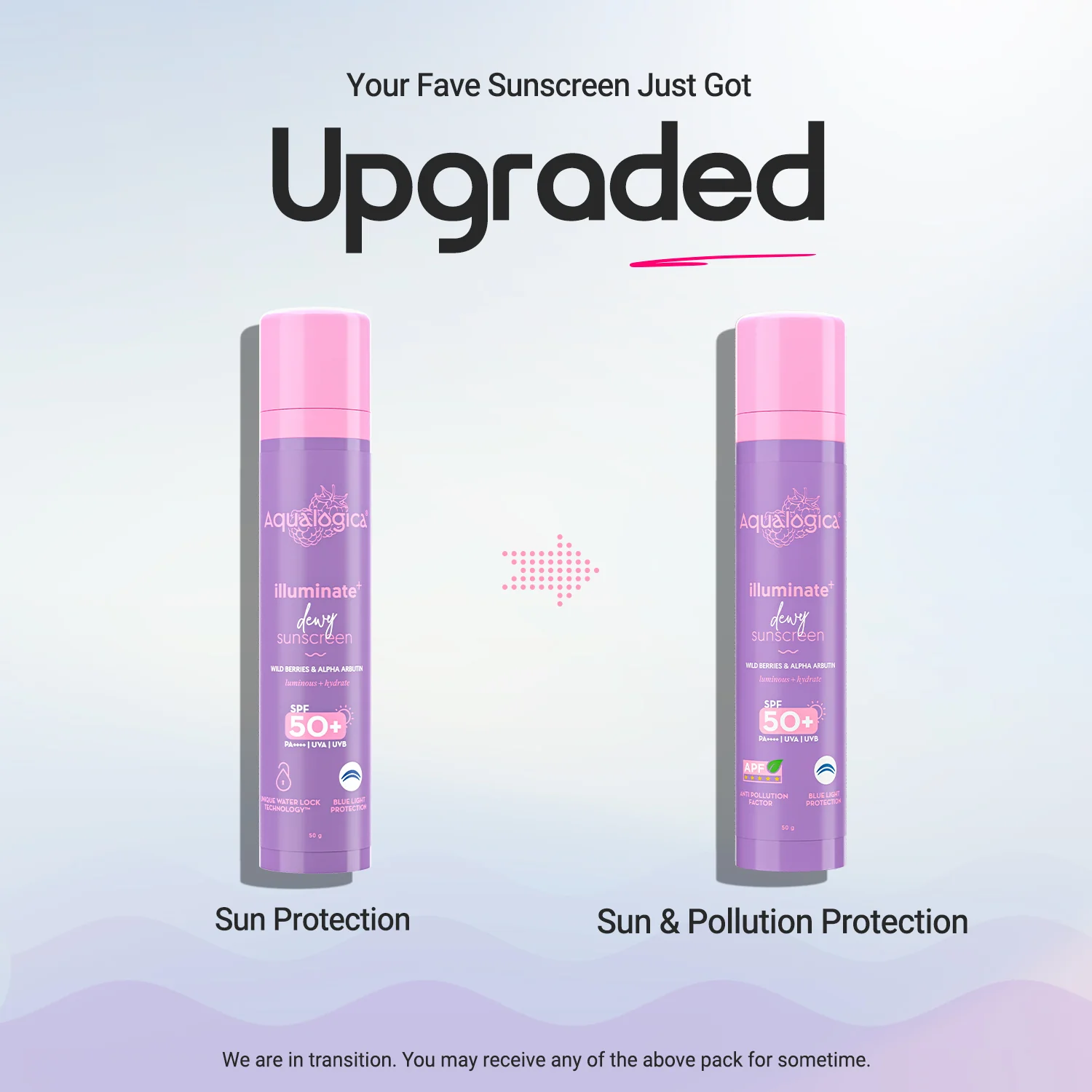 Illuminate+ Dewy Gel Sunscreen SPF 50+ PA++++  with 2% Arbutin-Hyaluron Complex™ & Wild Berries - 50g(Pack of 2) - Image 3