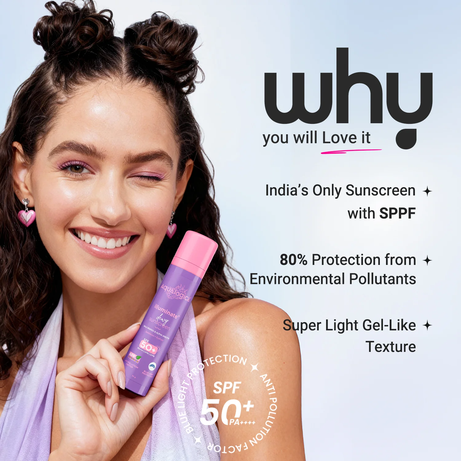 Illuminate+ Dewy Gel Sunscreen SPF 50+ PA++++  with 2% Arbutin-Hyaluron Complex™ & Wild Berries - 50g(Pack of 2) - Image 4
