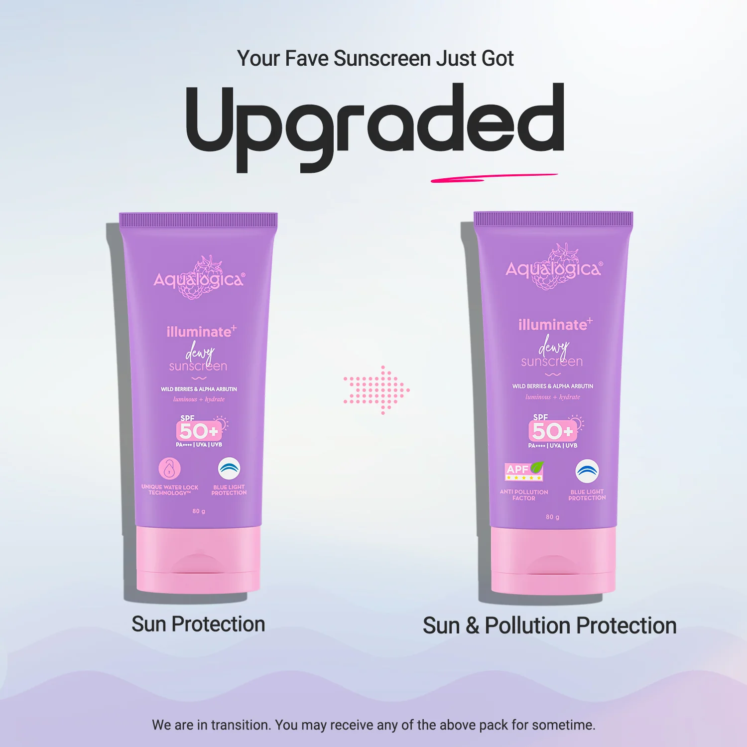Illuminate+ Dewy Sunscreen In-Vivo Tested SPF 50+ PA++++ with Wild Berries & Alpha Arbutin - 80 g(Pack of 2) - Image 3