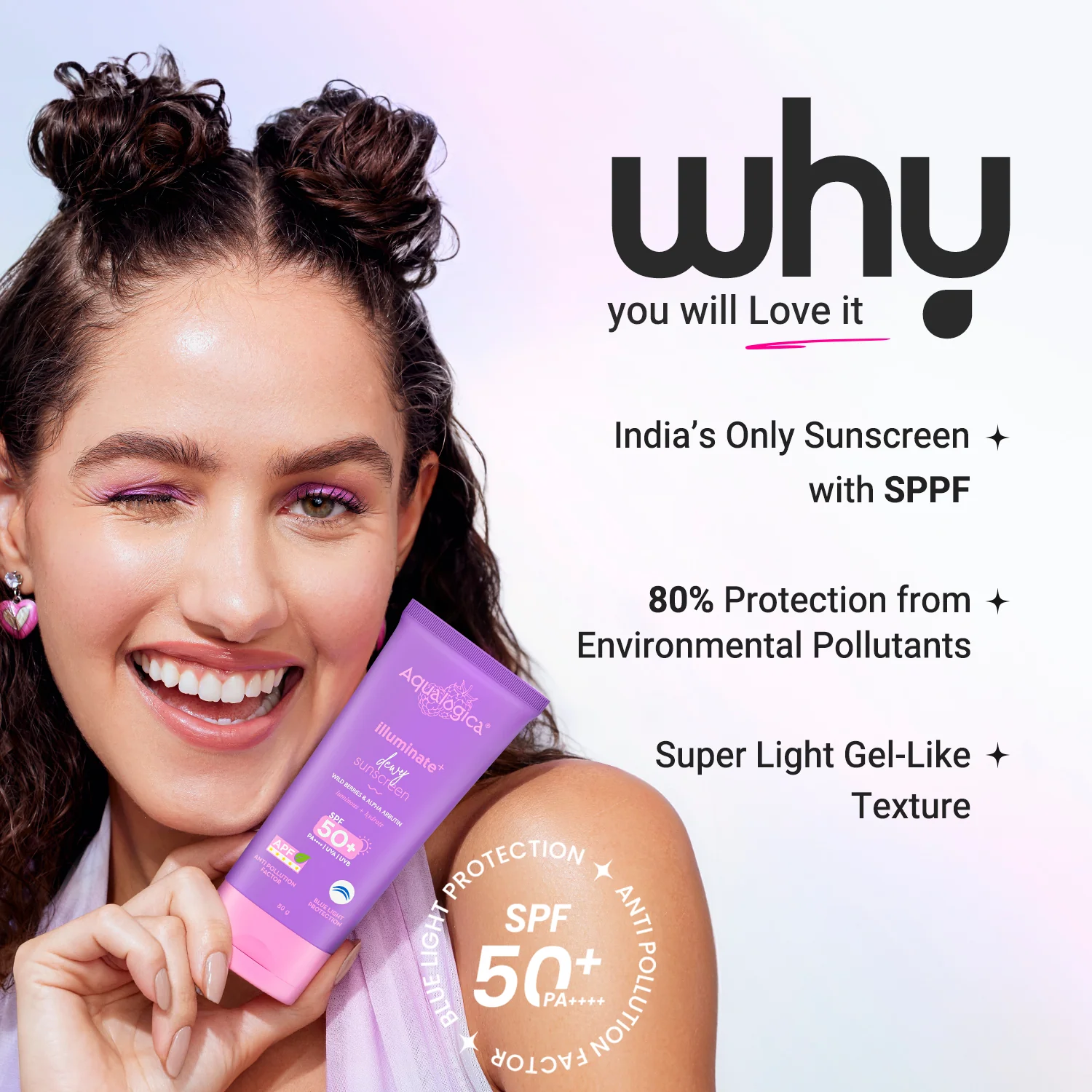 Illuminate+ Dewy Sunscreen In-Vivo Tested SPF 50+ PA++++ with Wild Berries & Alpha Arbutin - 80 g(Pack of 2) - Image 4