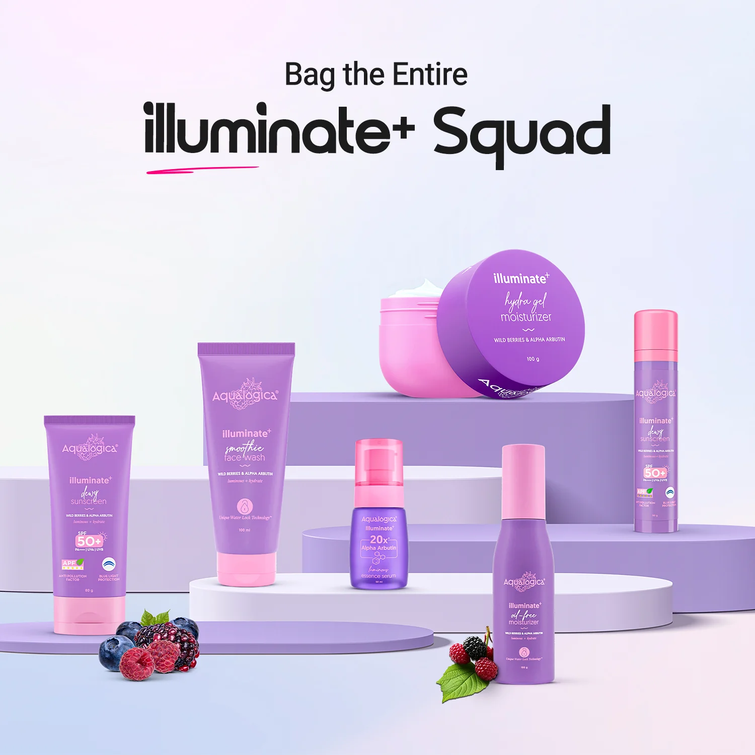 Illuminate+ Dewy Sunscreen In-Vivo Tested SPF 50+ PA++++ with Wild Berries & Alpha Arbutin - 80 g(Pack of 2) - Image 8