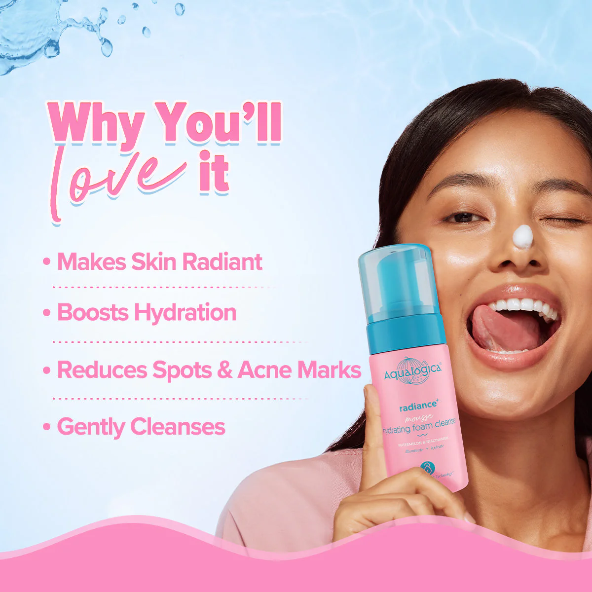 Radiance+ Mousse Hydrating Foam Cleanser - 100 ml (Pack of 2) - Image 2