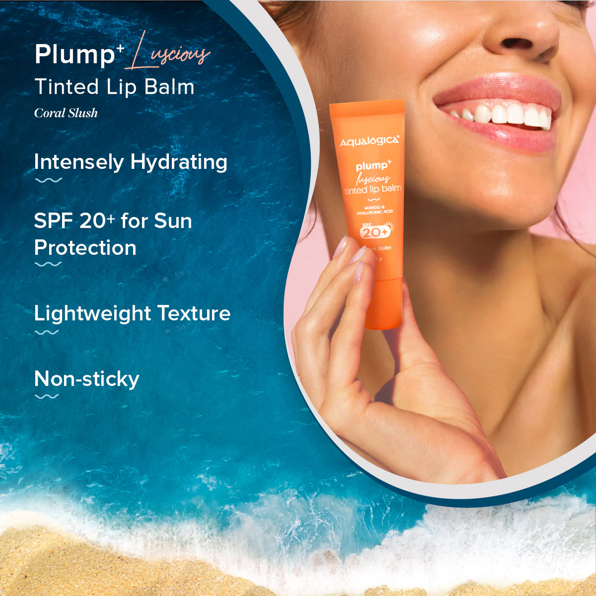 Coral Slush Plump+ Luscious Tinted Lip Balm - 10g (Pack of 2) - Image 3