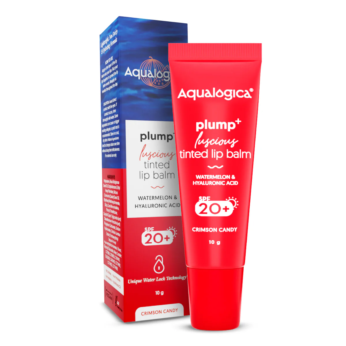 Crimson Candy Plump+ Luscious Tinted SPF 20+ Lip Balm with Watermelon & Hyaluronic Acid - 10g - Image 3