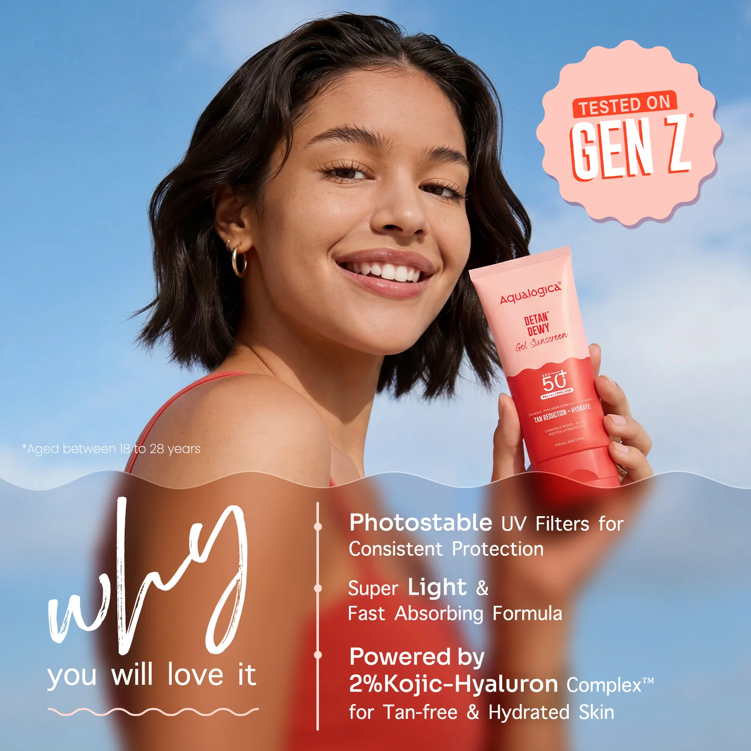 Detan+ Dewy Gel Sunscreen SPF 50+ PA++++  with 2% Kojic-Hyaluron Complex™ & Wild Berries - 80g - Image 3