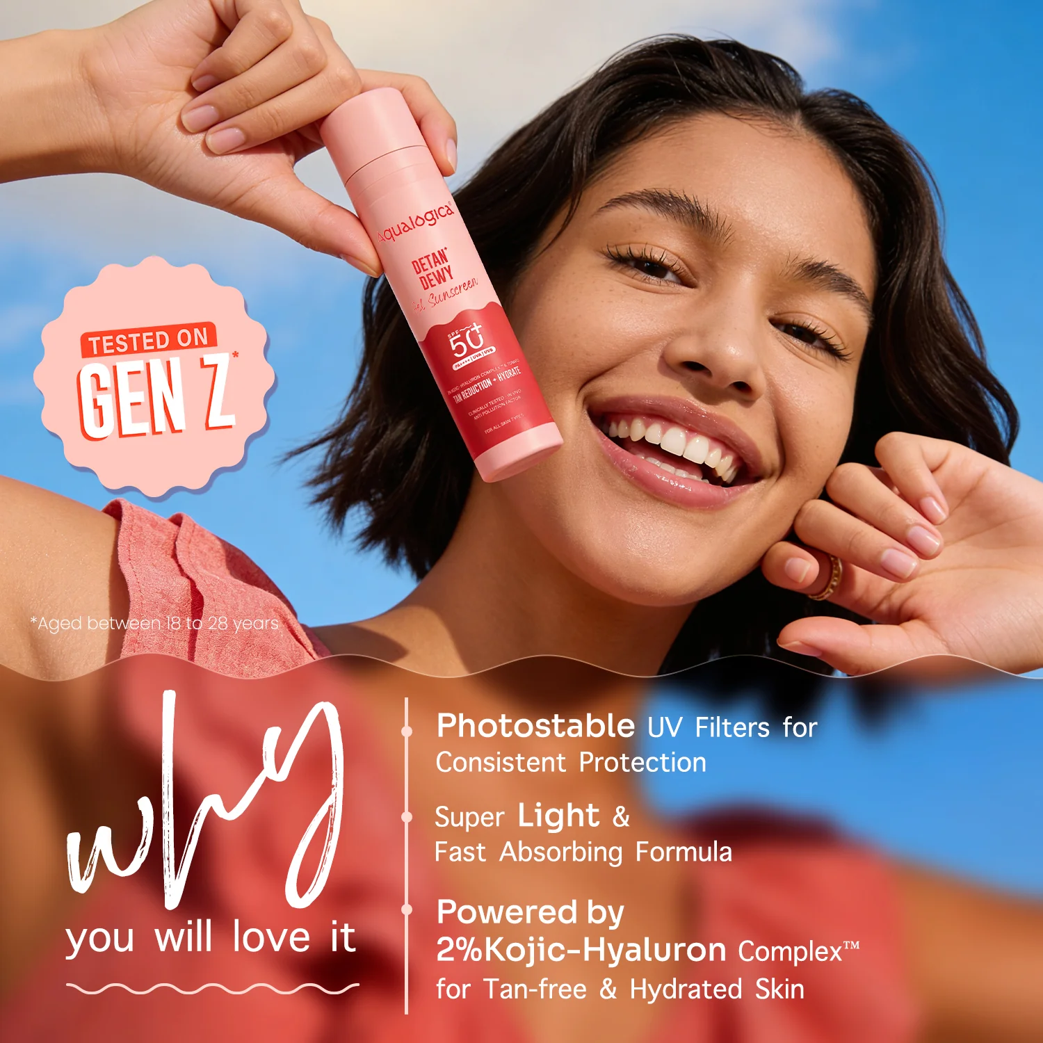 Detan+ Dewy Gel Sunscreen SPF 50+ PA++++  with 2% Kojic-Hyaluron Complex™ & Wild Berries - 50 g - Image 3