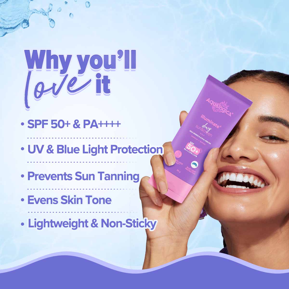 FREEBIE - Illuminate+ Dewy Sunscreen SPF 50+ PA++++  with Wild Berries & Alpha Arbutin -  80 g - Image 2