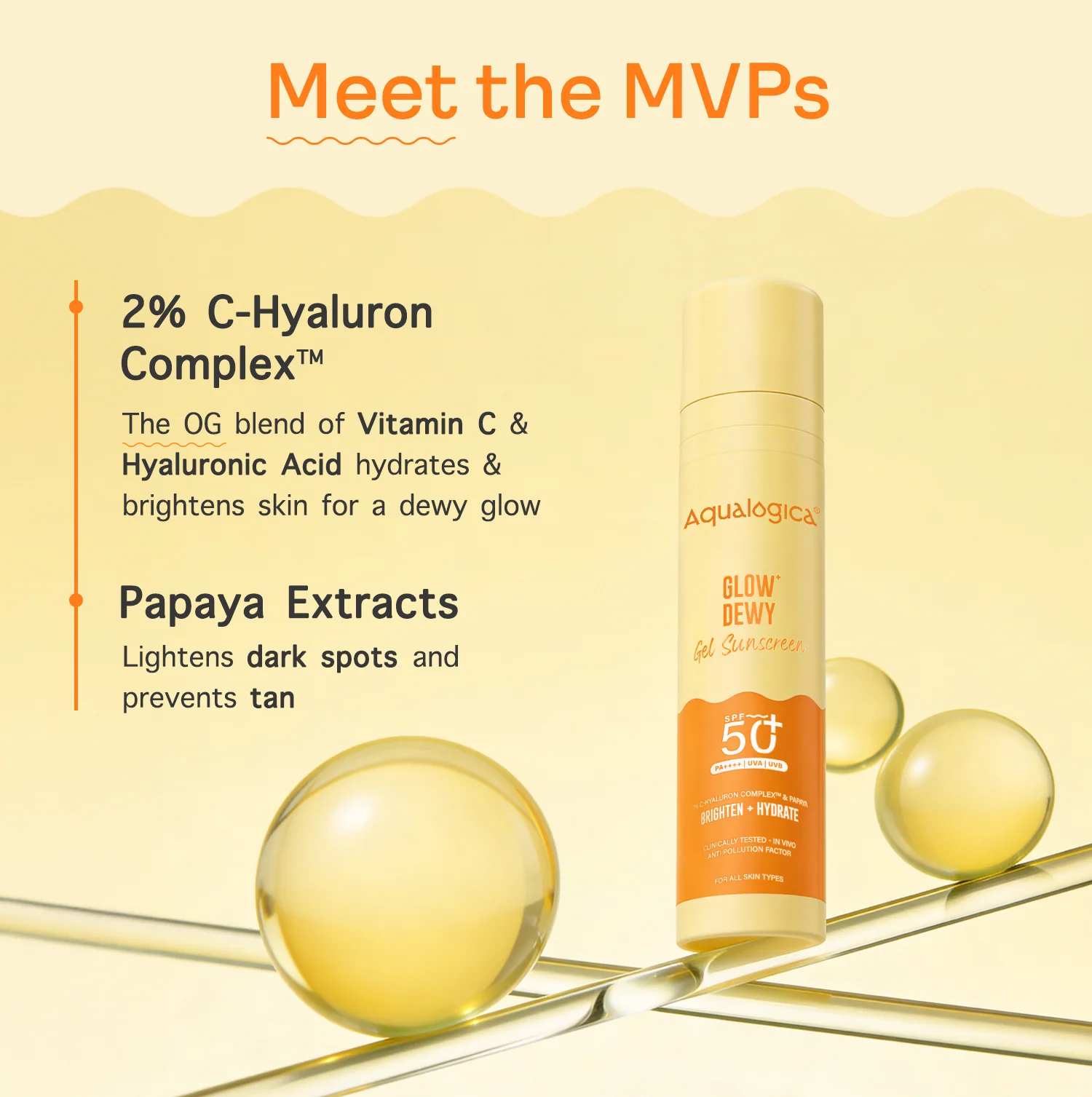 Glow+ Dewy Gel Sunscreen In-Vivo Tested SPF 50+ PA++++ with Papaya & Vitamin C - 50g (Pack of 2) - Image 6