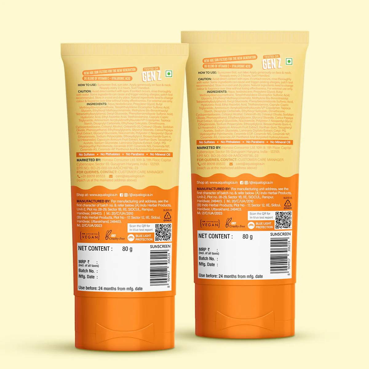 Glow+ Dewy Gel Sunscreen In-Vivo Tested SPF 50+ PA++++ with Papaya & Vitamin C - 80g (Pack of 2) - Image 12