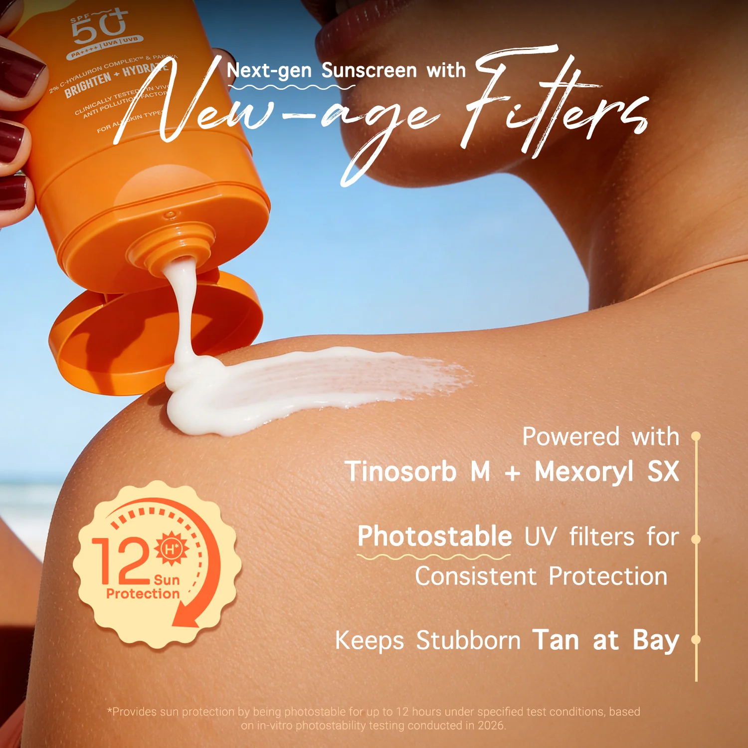 Glow+ Dewy Gel Sunscreen In-Vivo Tested SPF 50+ PA++++ with Papaya & Vitamin C - 80g (Pack of 2) - Image 5