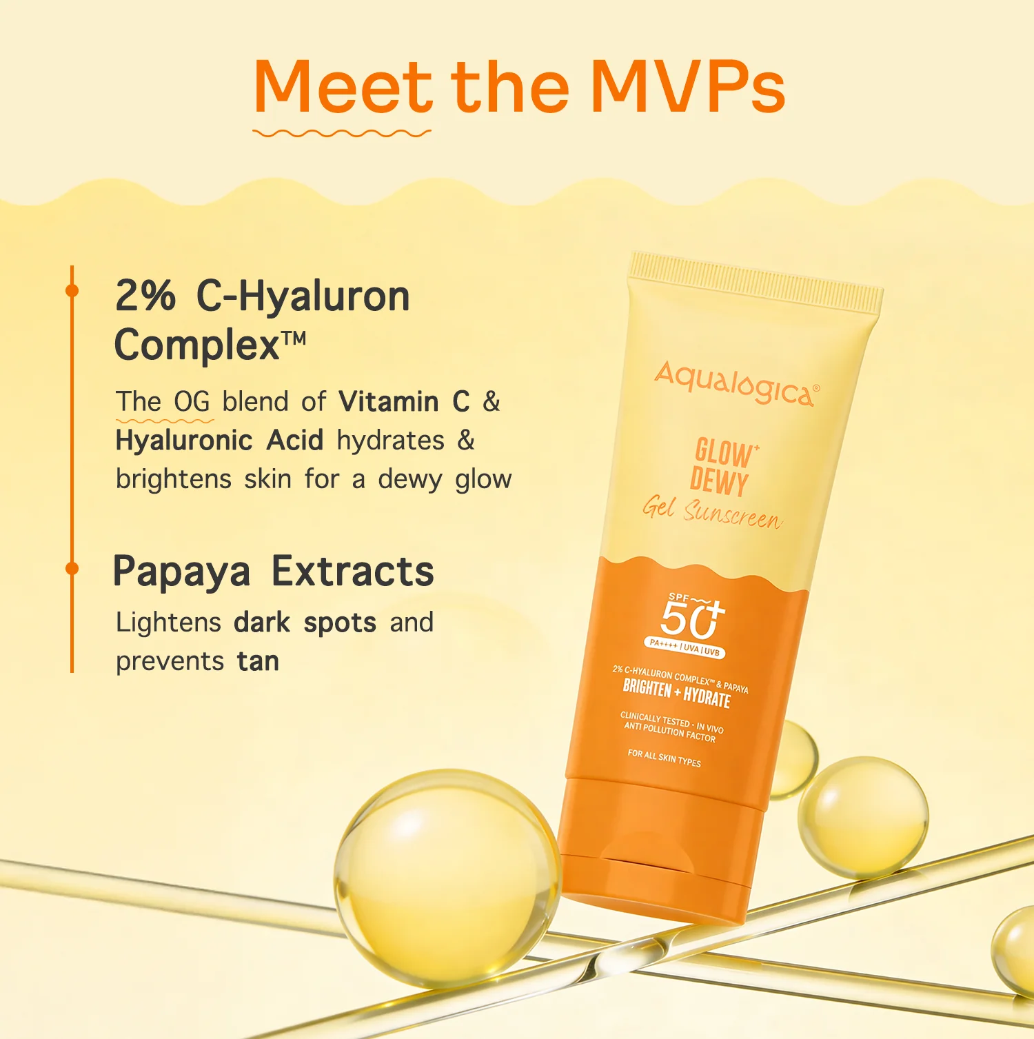 Glow+ Dewy Gel Sunscreen In-Vivo Tested SPF 50+ PA++++ with Papaya & Vitamin C - 80g (Pack of 2) - Image 6
