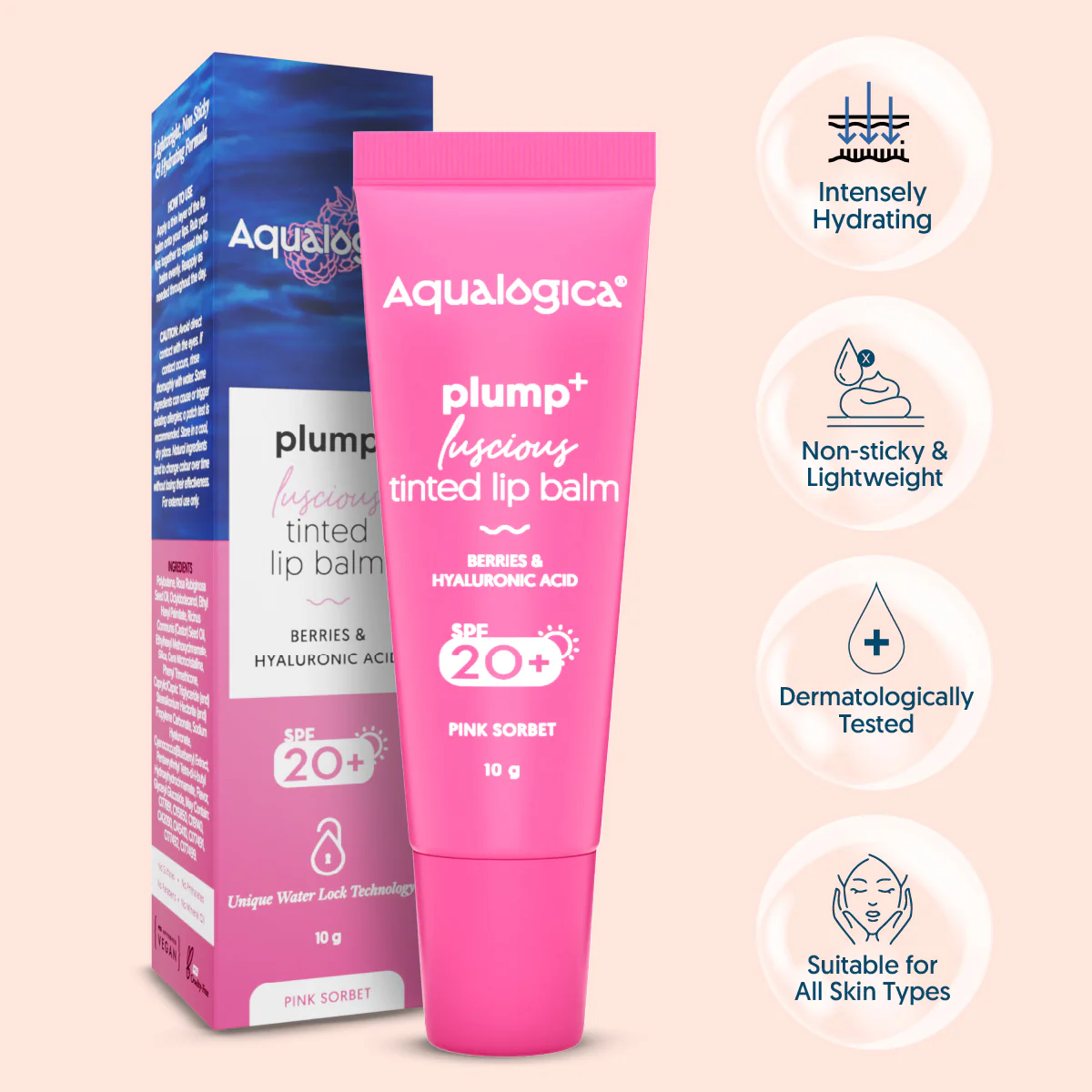 Pink Sorbet Plump+ Luscious Tinted Lip Balm - 10g (Pack of 2) - Image 2