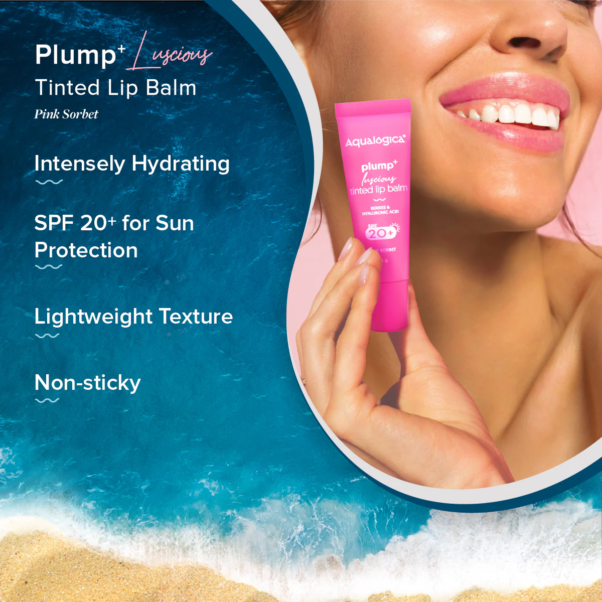 Pink Sorbet Plump+ Luscious Tinted SPF 20+ Lip Balm with Berries & Hyaluronic Acid - 10g - Image 5