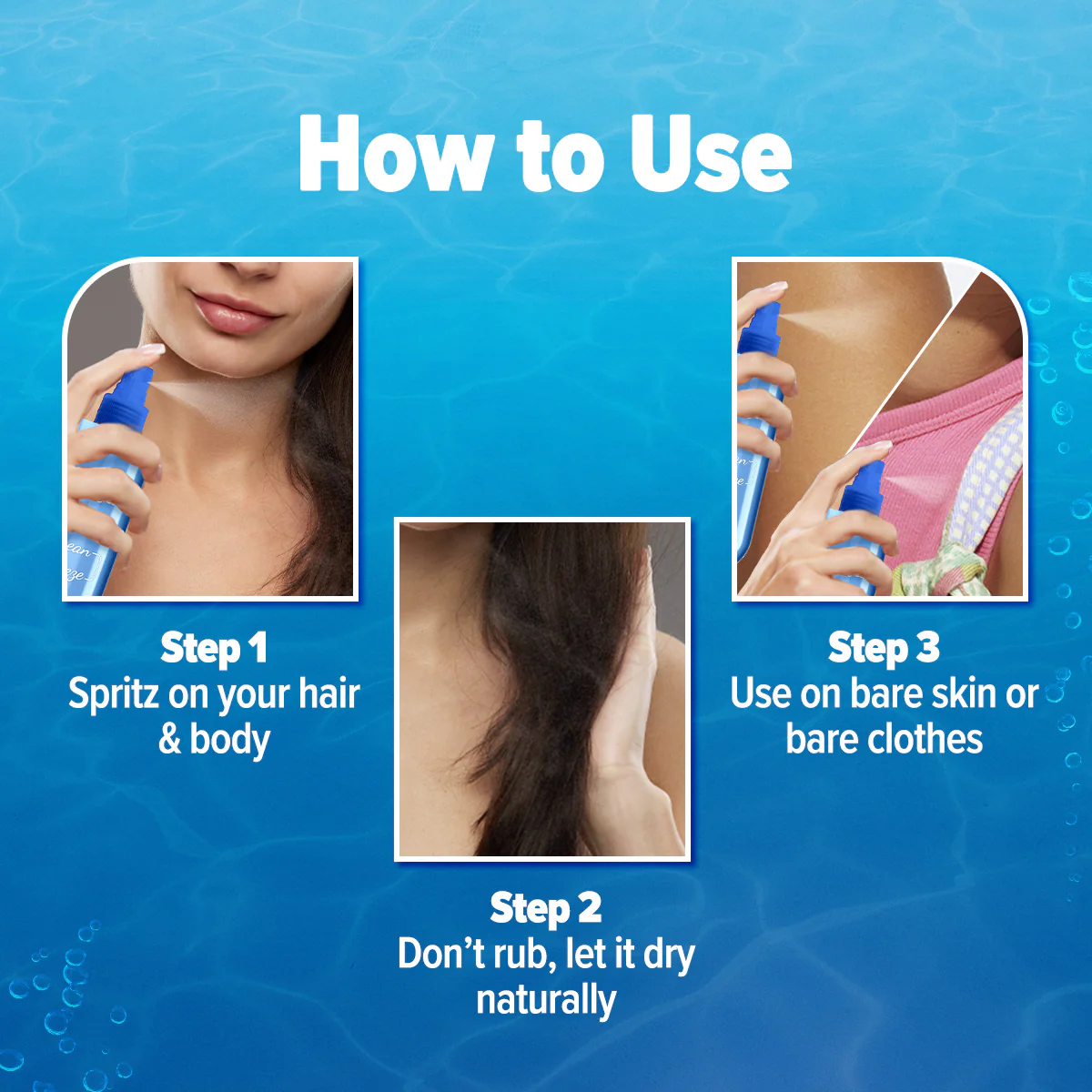 Refresh+ Perfume Body Mist - Ocean Breeze with Zemea & Hyaluronic Acid- 150 ml (Pack of 2) - Image 5